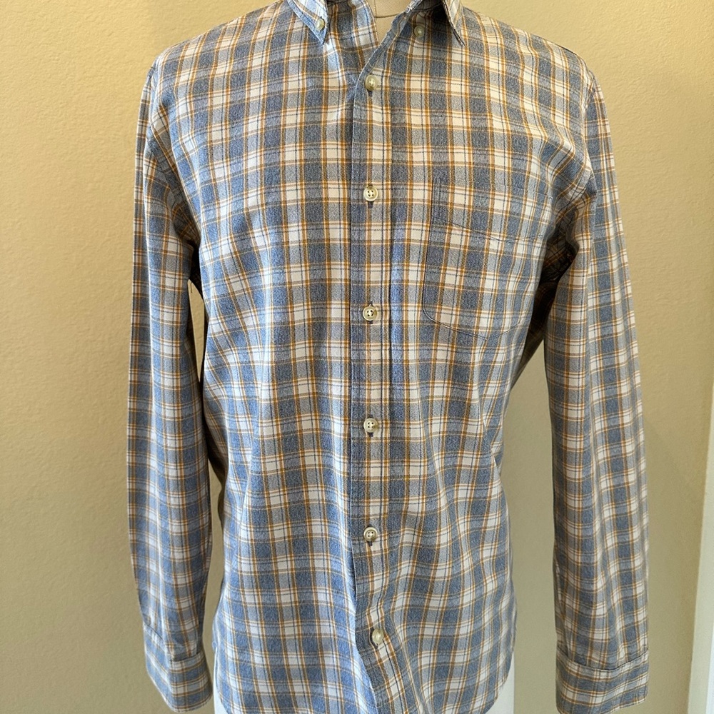J. Crew Blue and Tan Plaid Men's Shirt